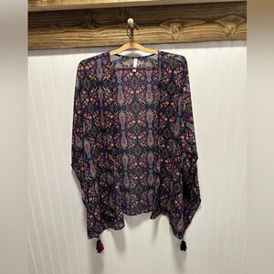 Xhilaration Floral Kimono with Pink and Yellow Accents one tassel missing xl/xxl